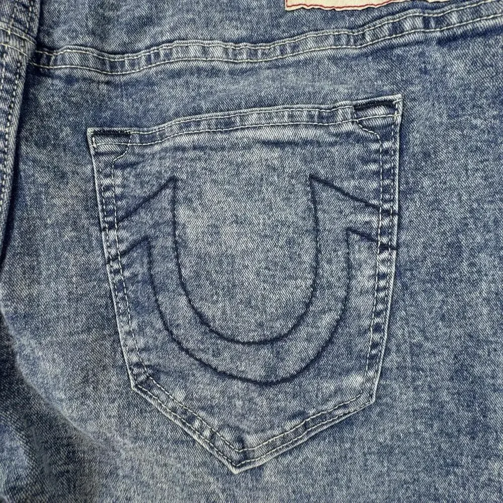 True Religion Ricky Jeans Mens 38x31 Blue Relaxed Straight Stretch Light Wash
